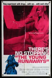 2r989 YOUNG RUNAWAYS one-sheet movie poster '68 they experiment with drugs & sex with each other!