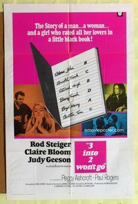2s004 3 INTO 2 WON'T GO int'l 1sheet '69 Rod Steiger, sexy Claire Bloom and her little black book!