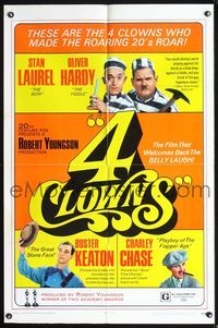 2s005 4 CLOWNS one-sheet movie poster '70 Stan Laurel & Oliver Hardy, Buster Keaton, Charley Chase