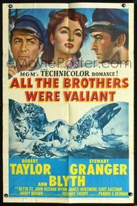 2s016 ALL THE BROTHERS WERE VALIANT one-sheet poster '53 Robert Taylor, Stewart Granger, sailors!