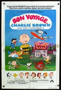2s037 BON VOYAGE CHARLIE BROWN one-sheet movie poster '80 Peanuts, Charles M. Schulz art, Snoopy!