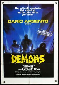 2s058 DEMONS one-sheet '85 the cities will be your tombs, cool artwork of monsters by E. Sciotti!