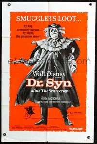 2s068 DR. SYN ALIAS THE SCARECROW one-sheet movie poster R75 Walt Disney, creepy scarecrow art!