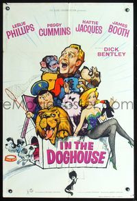 2s177 IN THE DOGHOUSE English one-sheet movie poster '61 sexy Peggy Cummins, wacky doghouse artwork!