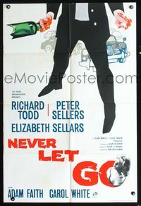 2s318 NEVER LET GO English one-sheet movie poster '62 Richard Todd, Peter Sellers, Elizabeth Sellars