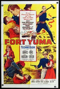 2s096 FORT YUMA one-sheet movie poster '55 Peter Graves, John Hudson, cool action artwork!