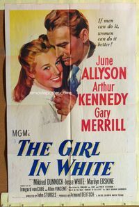 2s115 GIRL IN WHITE one-sheet poster '52 great close up art of pretty female doctor June Allyson!