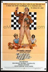 2s131 GREASED LIGHTNING one-sheet poster '77 great art of race car driver Richard Pryor by Noble!