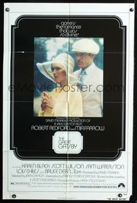 2s132 GREAT GATSBY one-sheet poster '74 Robert Redford, Mia Farrow, from F. Scott Fitzgerald novel!