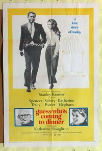 2s143 GUESS WHO'S COMING TO DINNER 1sh '67 Sidney Poitier, Spencer Tracy,Katharine Hepburn,Houghton