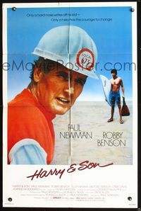 2s154 HARRY & SON one-sheet movie poster '84 Paul Newman & Robby Benson are father and son!