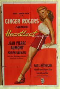 2s157 HEARTBEAT one-sheet movie poster '46 super sexy full-length Ginger Rogers, Adolphe Menjou