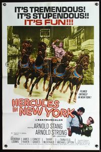 2s161 HERCULES IN NEW YORK 1sheet '70 great image of barechested Arnold Schwarzenegger in 1st movie!