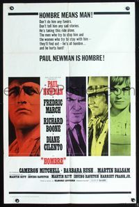 2s167 HOMBRE one-sheet movie poster '66 Paul Newman, Martin Ritt, Fredric March, it means man!