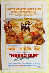 2s171 HOUR OF THE GUN 1sheet '67 James Garner as Wyatt Earp, John Sturges, was he a hero or killer?
