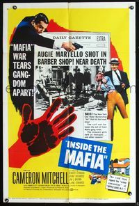 2s182 INSIDE THE MAFIA one-sheet poster '59 Cameron Mitchell vs gangdom, cool newspaper design!