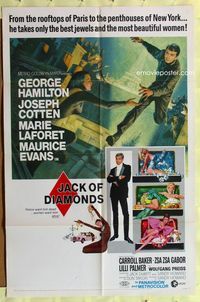 2s188 JACK OF DIAMONDS 1sheet '67 George Hamilton steals jewels & sexy women from Paris to New York!