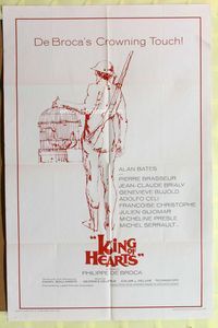 2s196 KING OF HEARTS one-sheet '67 Le Roi de coeur, Alan Bates, Genevieve Bujold, Philippe De Broca
