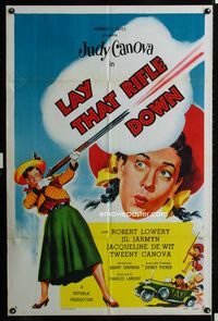 2s209 LAY THAT RIFLE DOWN one-sheet movie poster '55 great comedy image of Judy Canova firing gun!
