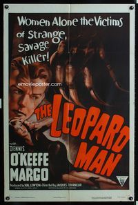 2s212 LEOPARD MAN one-sheet movie poster R52 Jacques Tourneur, Val Lewton, cool artwork!