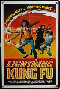 2s216 LIGHTNING KUNG FU one-sheet movie poster '80 lightning quick & deadly, cool kung-fu art!