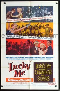 2s231 LUCKY ME one-sheet movie poster '54 sexy Doris Day, Robert Cummings, Phil Silvers