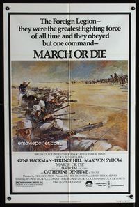 2s264 MARCH OR DIE Tom Jung Battle Style 1sh '76 Gene Hackman, Terence Hill