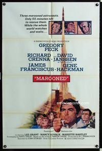 2s266 MAROONED style C one-sheet '69 Gregory Peck, Gene Hackman, Richard Crenna, David Janssen