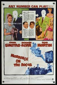 2s267 MARRIAGE ON THE ROCKS one-sheet movie poster '65 Frank Sinatra, Deborah Kerr & Dean Martin!