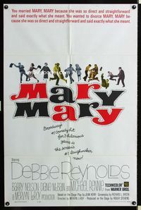 2s269 MARY MARY one-sheet poster '63 Debbie Reynolds, Barry Nelson, Michael Rennie, musical comedy!