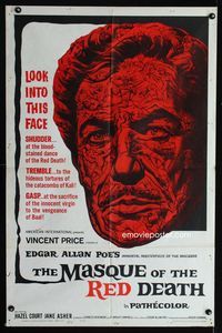 2s271 MASQUE OF THE RED DEATH one-sheet '64 cool montage art of Vincent Price by Reynold Brown!