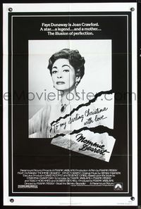 2s290 MOMMIE DEAREST one-sheet movie poster '81 great portrait of Faye Dunaway as Joan Crawford!