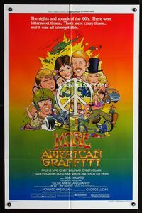 2s294 MORE AMERICAN GRAFFITI style C one-sheet movie poster '79 Ron Howard, wacky William Stout art!