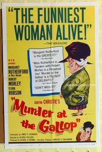 2s302 MURDER AT THE GALLOP 1sh '63 English detective Margaret Rutherford at the race track, Jim art