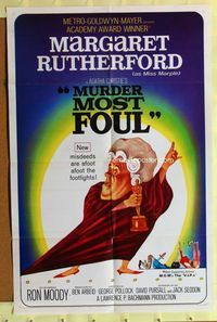 2s303 MURDER MOST FOUL one-sheet poster '64 art of Margaret Rutherford, written by Agatha Christie!