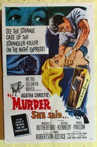 2s304 MURDER SHE SAID one-sheet poster '61 detective Margaret Rutherford, Agatha Christie classic!
