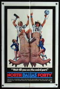 2s336 NORTH DALLAS FORTY one-sheet poster '79 Nick Nolte, great Texas football art by Morgan Kane!
