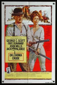 2s348 OKLAHOMA CRUDE one-sheet movie poster '73 art of George C. Scott & Faye Dunaway with rifles!