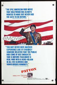 2s374 PATTON reviews one-sheet poster '70 General George C. Scott military World War II classic!