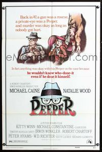 2s376 PEEPER one-sheet movie poster '75 Michael Caine, Natalie Wood, cool detective art!