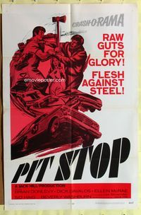2s382 PIT STOP one-sheet movie poster '69 cool race cars, raw guts for glory, in Crash-O-Rama!