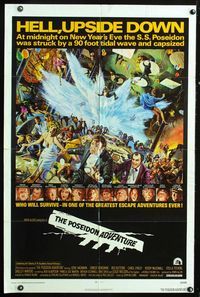 2s390 POSEIDON ADVENTURE 1sh movie poster '72 cool artwork of Gene Hackman by Mort Kunstler!