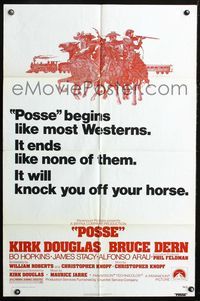 2s391 POSSE one-sheet movie poster '75 Kirk Douglas, Bruce Dern, cool Contreras art!