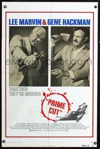 2s395 PRIME CUT style B one-sheet movie poster '72 Lee Marvin w/machine gun, Gene Hackman w/cleaver!