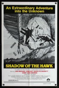 2s424 SHADOW OF THE HAWK one-sheet movie poster '76 wild art of avenging Native American spirits!