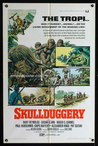 2s431 SKULLDUGGERY one-sheet poster '70 Burt Reynolds, Susan Clark, art of half-man/half-ape beasts!