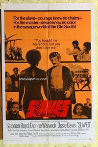 2s434 SLAVES one-sheet movie poster '69 slavery sex, Dionne Warwick, Stephen Boyd, Ossie Davis