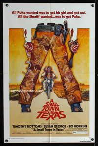 2s437 SMALL TOWN IN TEXAS one-sheet '76 cool art of Timothy Bottoms & Susan George by Drew Struzan!