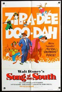 2s444 SONG OF THE SOUTH one-sheet poster R80 Walt Disney, Uncle Remus, Br'er Rabbit, Fox & Bear!