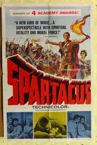 2s447 SPARTACUS AA style one-sheet '61 classic Stanley Kubrick & Kirk Douglas epic, cool artwork!